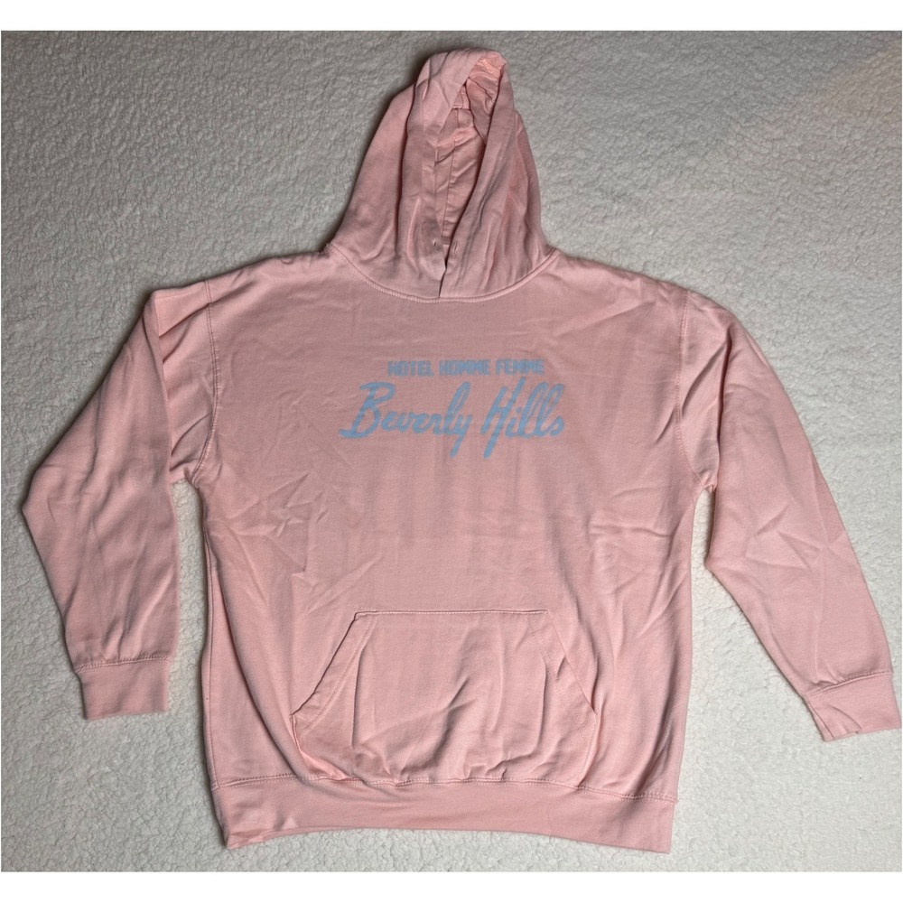 Homme + Femme Beverly Hills Pink Hoodie Sweatshirt Hotel LA Cotton,‎ Large